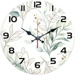 Green Leaf Pattern Wooden Silent Wall Clock No Battery Holiday Home Decors. Fixed Price $22.55.