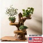 Natural Teak Wood Plant Stand Rustic Indoor Outdoor Flower Pot Display Shelf. Fixed Price $107.00.
