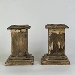 Pair Of Small Vintage Wood Pedestals With Remnant Paint, For Multi Purpose Use. Fixed Price $407.00.