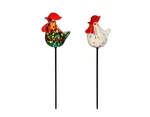 Plow & Hearth Set Of 2 Blown Glass Rooster Stakes. Fixed Price $33.59.