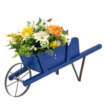 Indoor/outdoor Wooden Wagon Planter Decorative Rustic Flower Cart W/wheel Blue. Fixed Price $37.99.