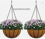 9" Wide Hanging Garden Basket Window Planter Coco Coir Liner Plants Set Of 2. Fixed Price $15.99.
