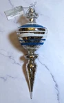 North Pole Trading Co. Silver & Blue Glass Finial Christmas Tree Ornament. Fixed Price $26.00.