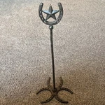 Western Cast Iron Horseshoe Texas Star Stand Rustic Boot Plant Holder Decor. Fixed Price $35.95.