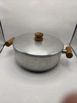 Vintage Wear Ever Aluminum Dutch Oven Stock Pot Wood Handles Decor Planter. Fixed Price $18.00.