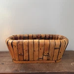 Vintage Mid Century Italian Rattan Bamboo & Wood Planter Basket. Fixed Price $339.99.