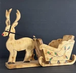 Vintage Handmade Wooden Sleigh Reindeer Planter Box Centerpiece Large 18. Fixed Price $20.79.