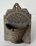 Vintage Lehigh Valley Coal Cast Iron Match Holder John Reddington Wall Mount. Fixed Price $19.00.