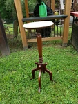 Tall Wood W/marble Top Plant Stand 36". Fixed Price $136.50.