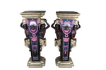 2 Venetian Figural Polychrome Bronze Sculpture Pedestals Plant Stands Pair 50". Fixed Price $5110.00.