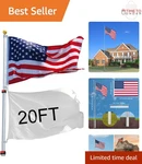 20FT Telescoping Aluminum Flagpole Kit With American And Ball Top. Fixed Price $162.98.