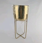Ikea Vindflakt Modern Plant Pot With Stand Hammered Gold 16.5" Total Height New. Fixed Price $49.49.