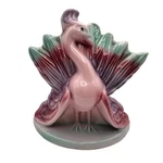 Vintage Peacock Tiki Pink Ceramic Planter Multicolored Ombre Bird Mcm 8". Fixed Price $32.00.
