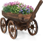 Wagon Planter For Outdoor Balcony Decor - Garden Rustic Wooden Flower Cart. Fixed Price $140.65.