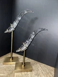 Set Of Uttermost Glass/crystal Wings Brushed Gold Stands (heavy!). Fixed Price $150.00.