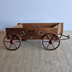 Rustic Wooden Wagon Decor Primitive Farmhouse Country Planter Cart 13". Fixed Price $20.00.