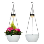 Solar Hanging Basket Planters 2 Self Watering White Bayn Plants Pots. Fixed Price $59.99.