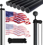 25FT Kit, Heavy Duty Aluminum Outdoor In-ground Flagpole, 5X3 Us. Fixed Price $84.00.