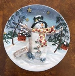 Ganz 5" 3D Ceramic Collector Plate Snowman Winter Welcome With Hanger Used. Fixed Price $9.99.