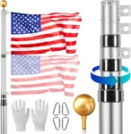 25FT Telescoping Flag Kit, Heavy Duty Aluminum Alloy Ground Poles. Fixed Price $115.32.