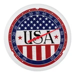 104-108-A La Crosse 8" Round Indoor/outdoor Dial Thermometer Americana. Fixed Price $11.95.