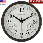 Indoor Outdoor Analog Clock Thermometer Hygrometer Bronze Frame Easy Hang 8.75". Fixed Price $28.12.