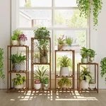 Bamworld Plant Stands Indoor 4 Sets Shelves Outdoor Wooden Holder.... Fixed Price $47.69.