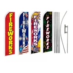 Fireworks Usa Fourth Of July Swooper Flutter Advertising Business Flag Pole Kits. Fixed Price $66.95.