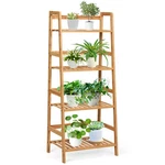 Costway 4-TIER Bamboo Ladder Plant Display Stand Rack Bookshelf Natural. Fixed Price $49.99.