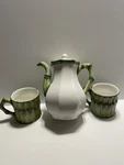 Vintage Este For Bergdorf Goodman Tea Pot + Mugs Set Hand Painted Italy Read. Fixed Price $179.00.