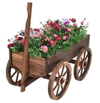 Giantex Wood Wagon Flower Planter Pot Stand W/wheels Home Garden Outdoor Decor. Fixed Price $89.98.