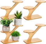 4 Pc 3-TIER Bamboo Plant Stands, Indoor Succulent & Flower Holders For Home, Gar. Fixed Price $40.99.