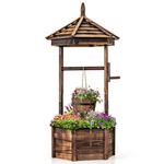Wooden Wishing Well Hexagonal Bucket Flower Plants Planter Patio Garden Decor. Fixed Price $124.99.