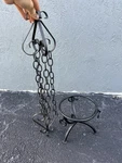 Vintage Wrought Iron Plant Hanger & Flower Pot Stand Set Black Metal Decor. Fixed Price $25.00.