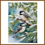 Evergreen Garden Flag * Winter Chickadee Friends Suede Linen Collection - New. Fixed Price $18.98.