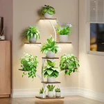 Indoor Plant Stand With Grow Lights, 6-TIER Corner Shelf For Living Room, White. Fixed Price $99.99.