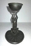 Vtg Cast Iron Candle Holder Jumping Frog Swim Trunks Lily Pad Very Cute. Fixed Price $40.00.