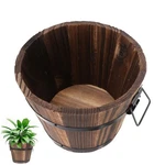 Rustic Wooden Barrel Planter: Whiskey Bucket Flower Pots Indoor O.... Fixed Price $46.79.