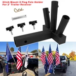 Heavy Duty 3 Flag Pole Holder Hitch Mount For Jeep Truck Car 2" Trailer Receiver. Fixed Price $35.99.