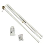 White Steel Flag Pole With Ball Top 6 Foot Wall Mount Feet Ft New Kit. Fixed Price $17.44.