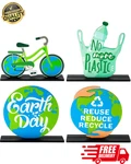 Earth Day Wooden Centerpieces 4PCS Table Decor Tiered Tray Desk Set. Fixed Price $21.50.