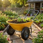 Garden Wheelbarrow Cart, Heavy Duty Utility Yard With Dual Wheels & Stand. Fixed Price $87.99.