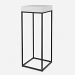 Uttermost 24935 Gambia White Marble Aged Black Steel Base Modern Plant Stand. Fixed Price $405.60.