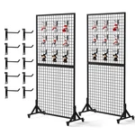Kokorona 2-PACK 2.9' X 6' Grid Wall Panel Display Stand With 10 Hooks, W.... Fixed Price $251.19.