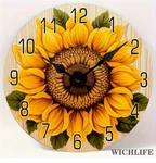Wall 11 Inch Sunflower Round Wooden Silent Non-ticking. Fixed Price $34.95.