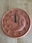 Opus Terracotta Celestial Crescent Moon Stars Planet Sunswept Clock 12" Read. Fixed Price $35.00.