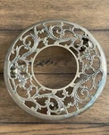 Vintage Brass Rolling Plant Stand Filagree Design Swivel Wheels Patina 11. Fixed Price $25.95.