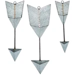 Set Of Transpac Metal Galvanized Ridged Arrow Planter, 30"H,27.5"H, 22.5"H. Fixed Price $44.99.
