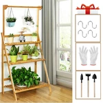 Heavy Duty 3 Tier Folding Shelf Plant Stand Bamboo Flower Display Rack Bookcase. Fixed Price $32.96.