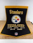 Pittsburgh Steelers Nfl Dynasty Banner 24X38 Winning Streak Wool Embroidered. Fixed Price $65.05.